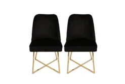 Vella Stoel-set-100% Metalen Frame, Zitting Fluweel/Faux Leer, Goud Zwart -Emob 974NMB1202 20 202 1a5b