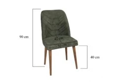 Vella Stoel Set | 100% Metalen Frame | Haagbeukenhouten Poten | Fluwelen Stof | Walnoot Donkergroen | 4 Stuks -Emob 974NMB1212 20 209 b008