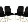 Vella Stoel Set (4 Stuks) | 100% Metalen Frame | Fluweel/Faux Leer | Goud Zwart