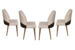 Vella Stoel Set | 4-Delig | Metalen Frame | Crème Noten -Emob 974NMB1219 20 203 8611