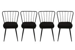 Kieran 4-delige Metalen Stoelenset | Fluwelen Stof En Metaal | Zwart -Emob 974NMB1221 20 202 2ce7