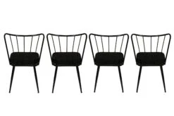 Kieran 4-delige Metalen Stoelenset | Fluwelen Stof En Metaal | Zwart -Emob 974NMB1221 20 203 39f2