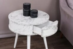 Vella Bijzettafel | 100% Houten Frame | Wit | 51cm Dia X 58cm -Emob 974NMB1239 20 203 8c60