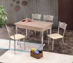 Vella Eettafel | 100% Melamine | Metalen Poten | Eiken Zilver