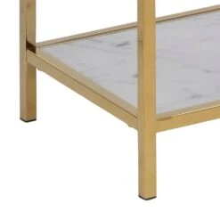 Sidetable Alisma 70x30cm 1 Legplank - Wit Marmer/ Goud -Emob 99525BE8 E176 4BA2 B9C2 1DE465576D46 cd11