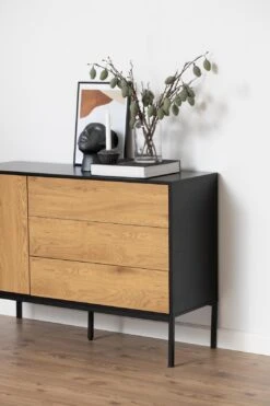 Dressoir Dover 120cm 1 Deur & 3 Lades - Zwart/wilde Eik -Emob 9DBF526B D881 4BB5 BA36 EC4C4FC60F5C ad56