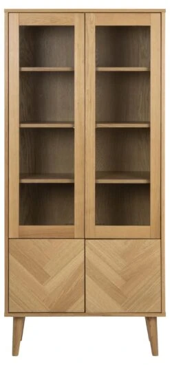 Vitrinekast Nalini 80cm, 4 Deuren Visgraatmotief - Eikenhout En Eikfineer -Emob A879A433 F915 48D3 887D B75385E7CD63 7904
