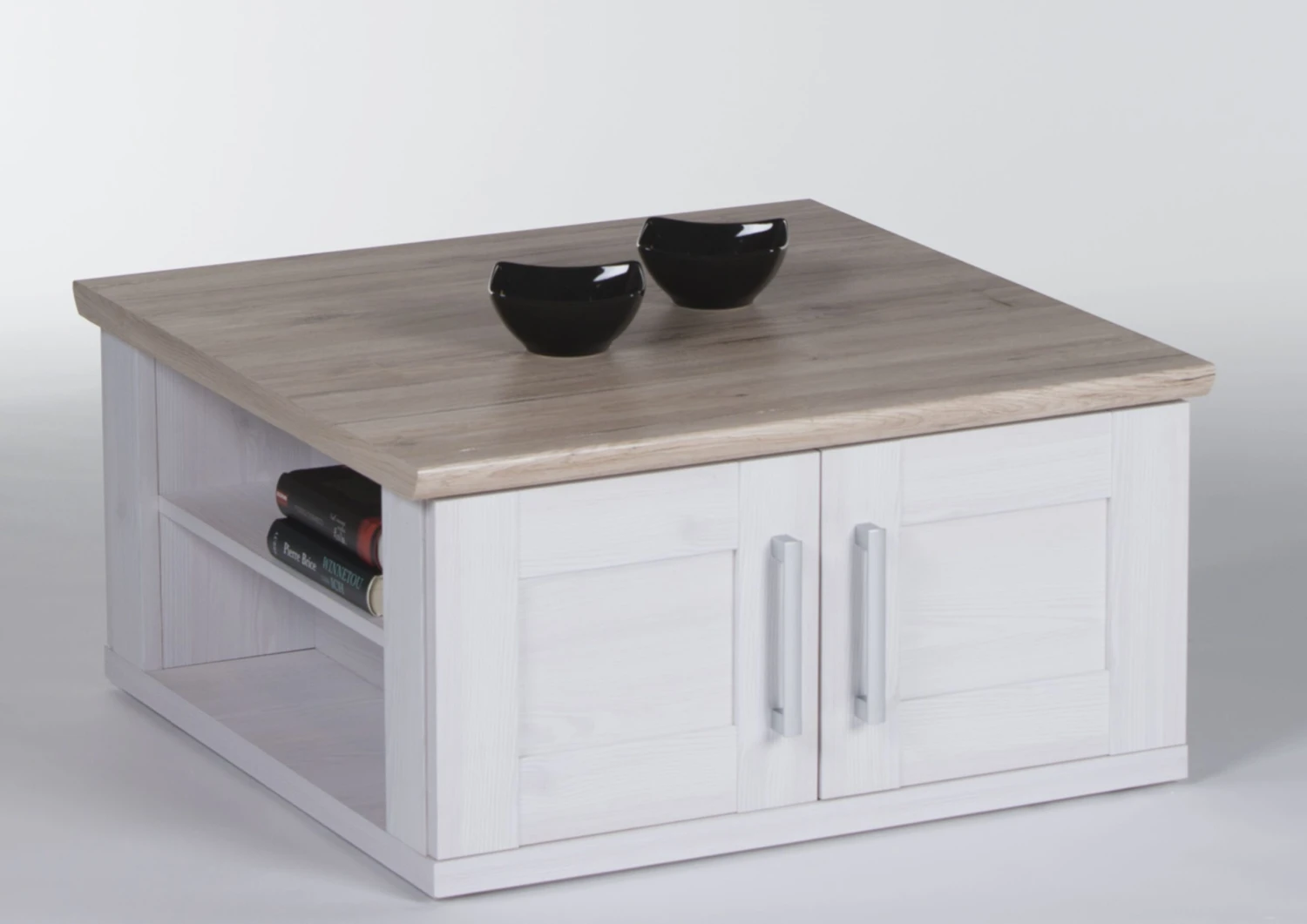 Salontafel Armando 80x80cm Met 4 Deuren - Eik/wit 2 Salontafel Armando 80x80cm Met 4 Deuren - Eik/wit - Afbeelding 2