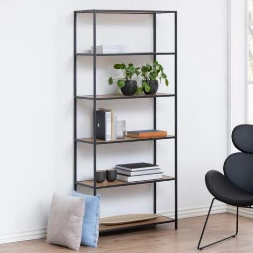 Wandrek Dover 77cm 4 Legplanken - Zwart/wilde Eik 1 Wandrek Dover 77cm 4 Legplanken - Zwart/wilde Eik