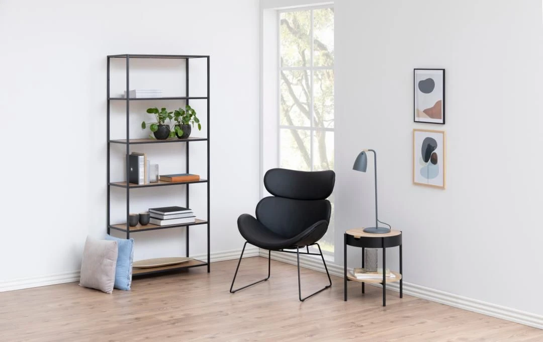 Wandrek Dover 77cm 4 Legplanken - Zwart/wilde Eik 3 Wandrek Dover 77cm 4 Legplanken - Zwart/wilde Eik - Afbeelding 3