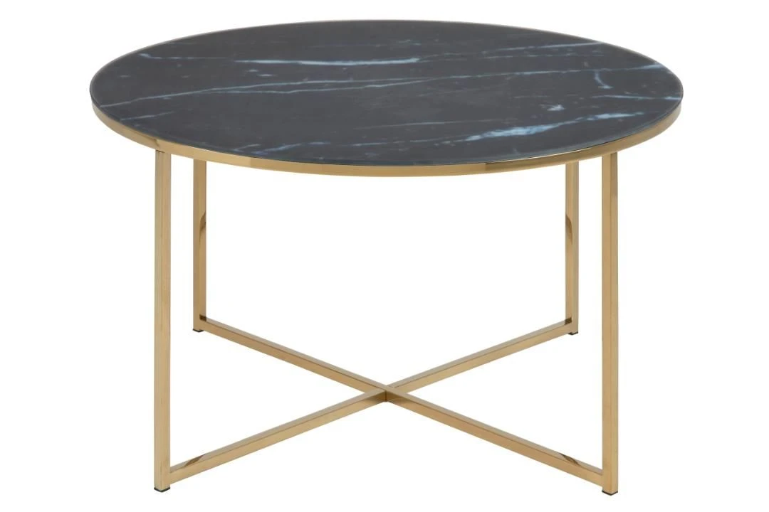 Salontafel Alisma ø80cm - Zwart Marmer/ Goud 8 Salontafel Alisma ø80cm - Zwart Marmer/ Goud - Afbeelding 8