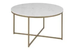 Salontafel Anika ø80cm - Wit Marmer/ Goud