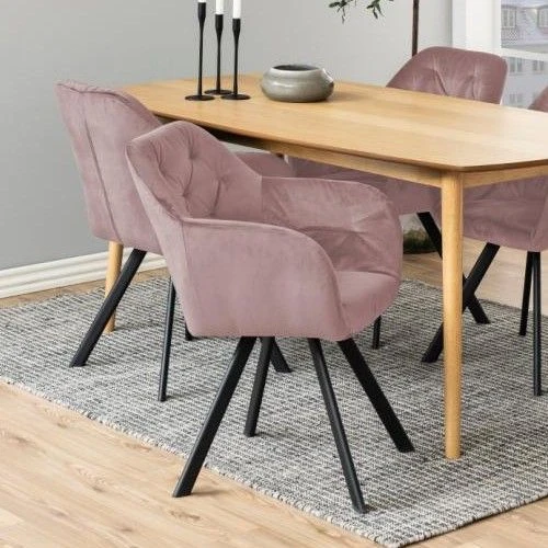 Draaibare Eetkamerstoel Levon - Lichtroze 1 Draaibare Eetkamerstoel Levon - Lichtroze