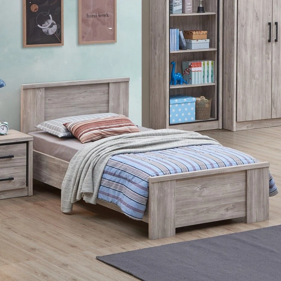 Eenpersoonsbed Sela 90x200 - Grijze Eik 1 Eenpersoonsbed Sela 90x200 - Grijze Eik