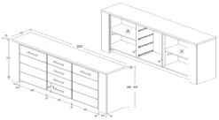 Dressoir Elite 220cm 2 Deuren 4 Lades - Eik -Emob Elite dressoir 6bbf