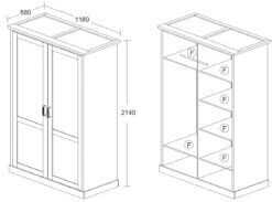 Kledingkast Emily 118cm Met 2 Deuren - Grijs -Emob Ella 2d kast 0313