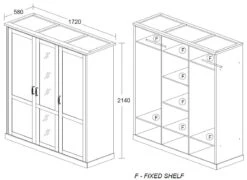 Kledingkast Emily 172cm Met 3 Deuren & Spiegel - Grijs -Emob Ella 3d kast ae17