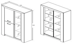 Vitrinekast Talent - Lichte Eik -Emob Elvis glaskast 0f77