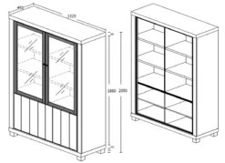 Vitrinekast Elke Met Ledverlichting - Eik -Emob Eureka glaskast fc28