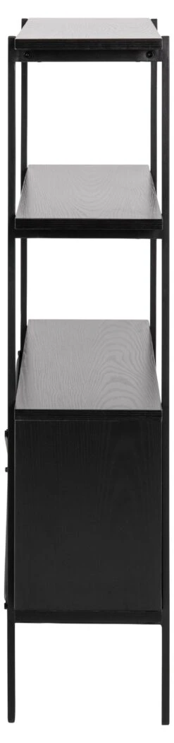 Boekenkast Angus | 94 X 27 X 114 Cm | 2 Schuifdeuren | Zwart -Emob F526693D 312D 4A13 8E3C ECAC37844D14 08bb