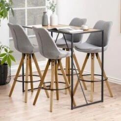 Barstoel Dimar - Lichtgrijs/eik