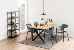 Eettafel Wallace 160x90 Met Kruispoten - Eik/zwart -Emob H000019820 9 aa64