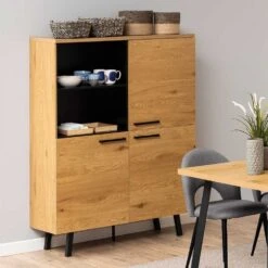 Buffetkast Manon 120cm - Eik/zwart