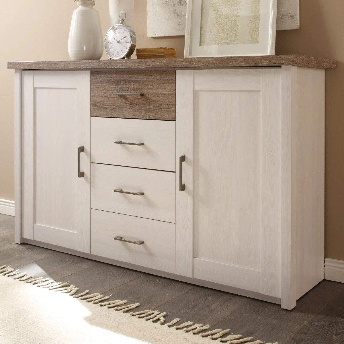 Commode Larnaca 150cm Met 4 Lades & 2 Deuren - Wit