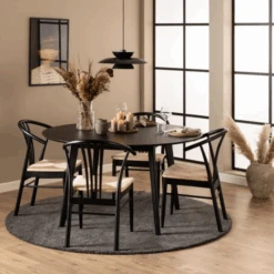 I_York Eetkamerstoel Met Armleuning: Gebroken Wit En Zwart Eiken