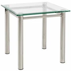 Bijzettafel Heiko 42x42cm, Klein - Glas/chroom