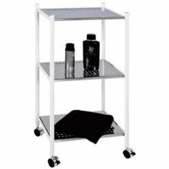 Rek Op Wielen Ayven, 3 Legplanken - Wit/grijs