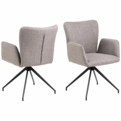 Draaibare Eetkamerstoel Met Armleuning: Laura, Bazel Licht Grijsbruin -Emob Ontwerp zonder titel 94 da22