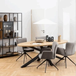 Draaibare Eetkamerstoel Met Armleuning: Laura, Bazel Licht Grijsbruin -Emob Ontwerp zonder titel 95 96bf