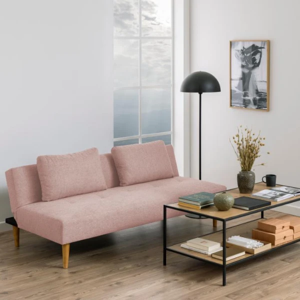 Slaapbank Lucca - Stof Malmo, Rose 61 1 Slaapbank Lucca - Stof Malmo, Rose 61