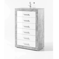 Ladekast Inga 66cm Met 6 Lades - Beton/wit