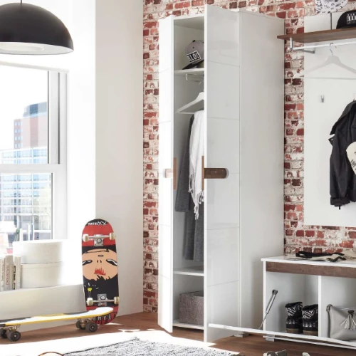 Kledingkast Nuro 60cm 2 Deuren - Hoogglans Wit 3 Kledingkast Nuro 60cm 2 Deuren - Hoogglans Wit - Afbeelding 3