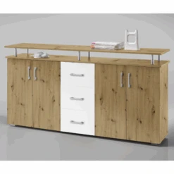 Dressoir Stelvio Met 4 Deuren & 3 Lades - Eik/wit