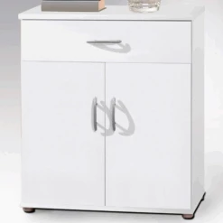 Commode Viviane 60cm Met 2 Deuren & 1 Lade - Wit