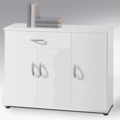 Commode Viviane 90cm Met 3 Deuren & 1 Lade - Wit