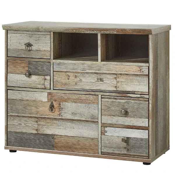 Commode Clem 99cm 1 Deur & 5 Lades - Driftwood 3 Commode Clem 99cm 1 Deur & 5 Lades - Driftwood - Afbeelding 3