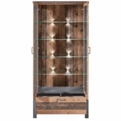 Vitrinekast Carthago 94cm 2 Deuren & 1 Lade - Oud Hout/antraciet -Emob Ontwerp zonder titel 2022 08 05T134129.073 8e80