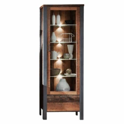 Vitrinekast Carthago 69cm 1 Deur & 1 Lade - Oud Hout/antraciet -Emob Ontwerp zonder titel 2022 08 05T134935.482 03a6