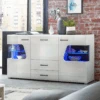 Dressoir Franny 3 Deuren & 2 Lades Met Verlichting - Hoogglans Wit