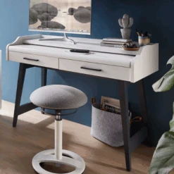 Bureau Inovo Uitschuifbaar Met 2 Lades - Wit/zwart