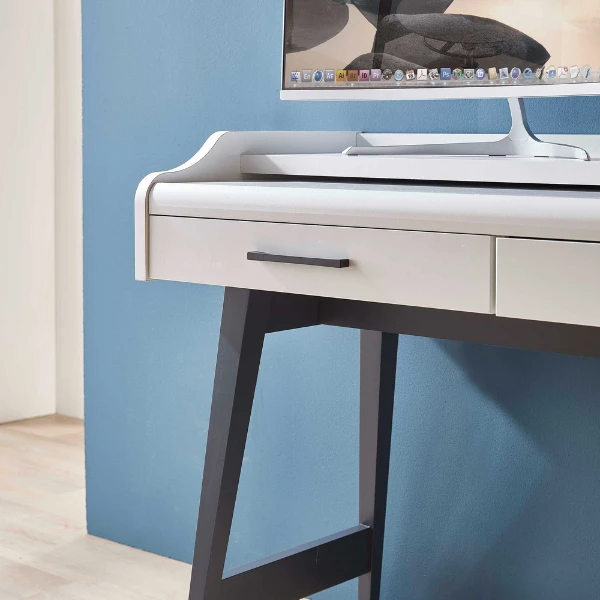 Bureau Inovo Uitschuifbaar Met 2 Lades - Wit/zwart 6 Bureau Inovo Uitschuifbaar Met 2 Lades - Wit/zwart - Afbeelding 6