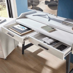 Bureau Inovo Uitschuifbaar Met 2 Lades - Wit/zwart 12 Bureau Inovo Uitschuifbaar Met 2 Lades - Wit/zwart -Emob Ontwerp zonder titel 2022 08 09T092455.267 d715