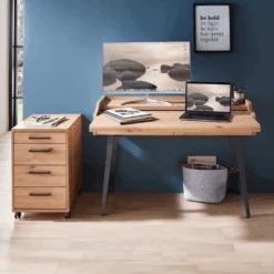 Bureau Inovo Uitschuifbaar Met 2 Lades - Eik/zwart -Emob Ontwerp zonder titel 2022 08 09T093507.105 3d57