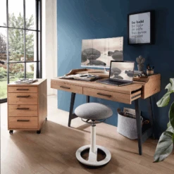 Bureau Inovo Uitschuifbaar Met 2 Lades - Eik/zwart -Emob Ontwerp zonder titel 2022 08 09T093601.112 a687