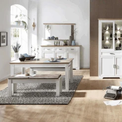 Eetkamerbank Samine 126cm - Wit/bruin -Emob Ontwerp zonder titel 2022 08 09T095731.867 5603