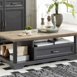 Salontafel Samine 1 Lade & 2 Vakken - Grafiet/eik